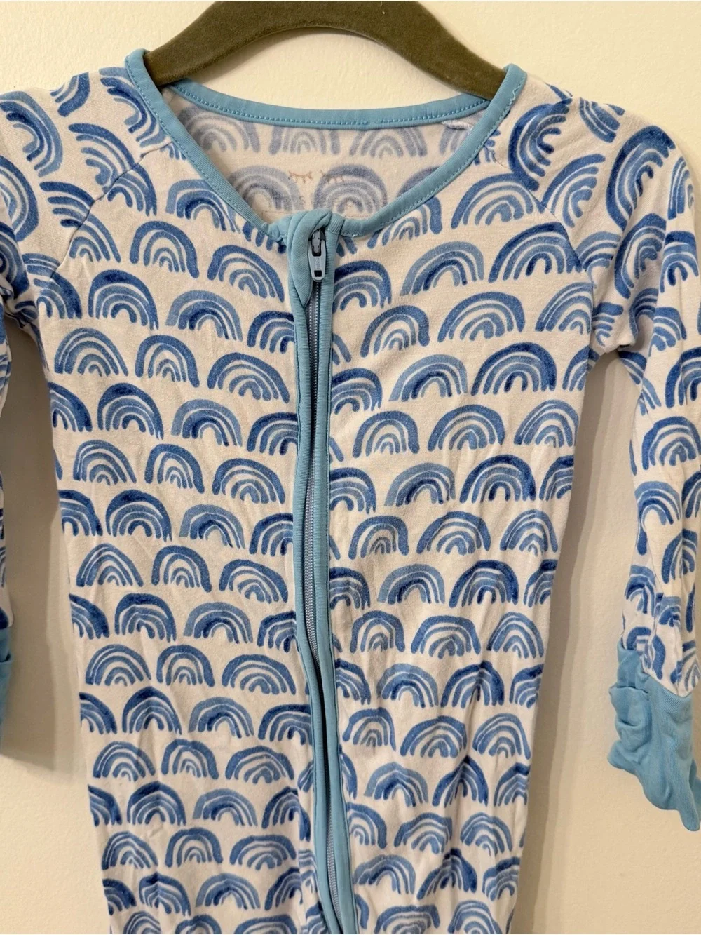 Little Sleepies Blue Rainbow Print Footed One-Piece Pajama